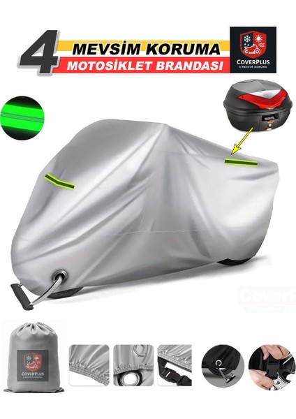 peugeot 105 reflektörlü gri (arka çanta uyumlu) motosiklet brandası,motor branda motor örtüsü (güvenlik kilidi ve bağlantı tokalı)