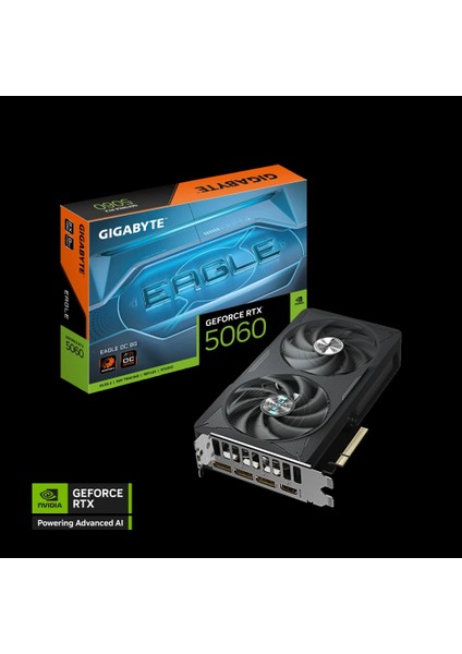 Gıgabyte GV-N5060EAGLE Oc-8gd, RTX5060, Eagle Oc, 8gb, Gddr7, 128BIT, 2 Fanlı, 1xhdmı, 3xdp, Gamıng Ekran Kartı
