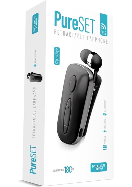 Powerway Pureset 10 Saat Konuşma Süresi Makaralı Bluetooth Kulaklık