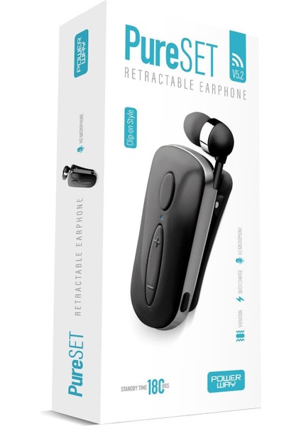 Powerway Pureset 10 Saat Konuşma Süresi Makaralı Bluetooth Kulaklık