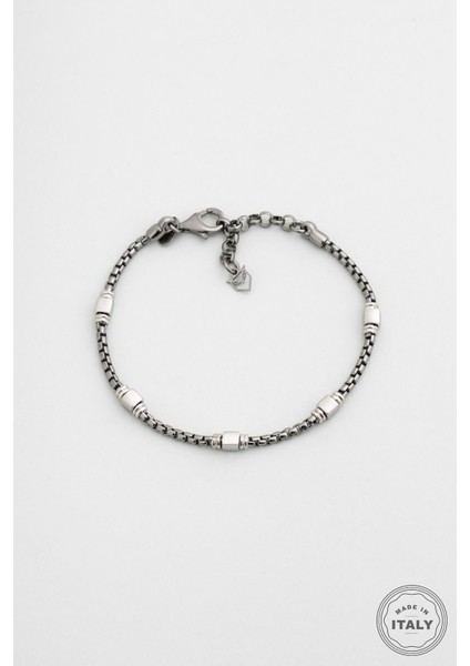 Kronos Italyan Rutenyum Kaplama 22 cm Gümüş Erkek Bileklik