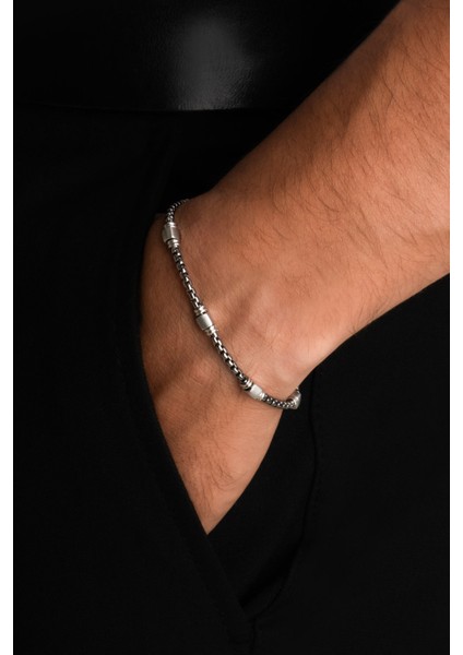 Kronos Italyan Rutenyum Kaplama 22 cm Gümüş Erkek Bileklik fiyatları