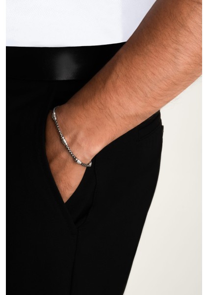 Kronos Italyan Rutenyum Kaplama 22 cm Gümüş Erkek Bileklik fırsatları