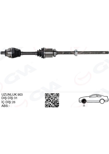 Gva 4499215 Komple Aks Ön Sağ Freelander 2 L359 2.2 Td4 06>14 Uzunluk 1.002MM Diş 40 Diferansiyel Diş 28 LR002618-LR006707-LR062661