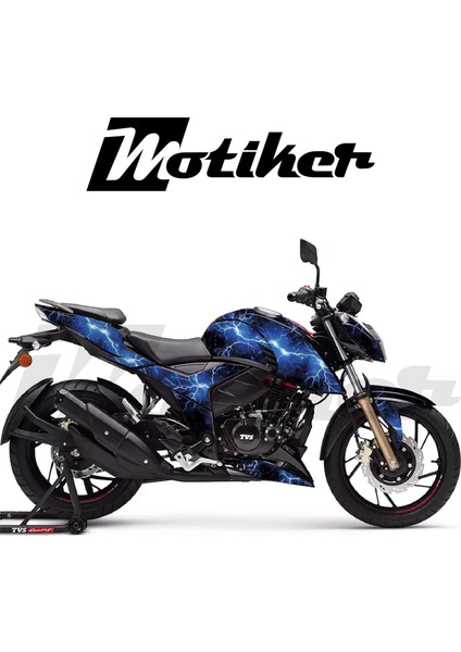 Apache Rtr 200 Kaplama Sticker Etiket Modeli Lightning Desen Mavi