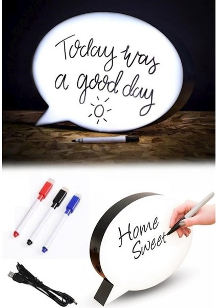 Kalemle Yazılabilen Konuşma Balonu Görünümlü Işıklı Mesaj Panosu Stok: 44