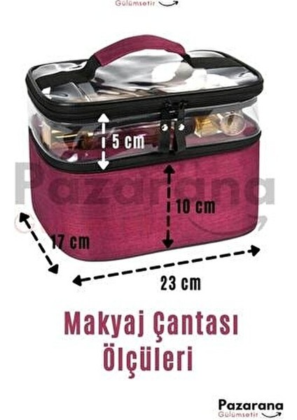 Makyaj Çantası Çift Bölmeli Makyaj Çantası Şeffaf Makyaj Çantası Şeffaf Bölmeli Makyaj Çantası fiyatları