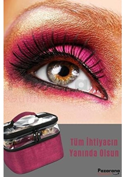 Makyaj Çantası Çift Bölmeli Makyaj Çantası Şeffaf Makyaj Çantası Şeffaf Bölmeli Makyaj Çantası