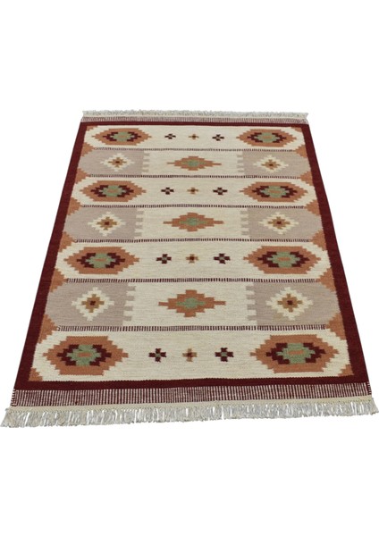 El Dokuma Geometrik Yün Kilim 0464 - Yeni - Çok Renkli fiyatları