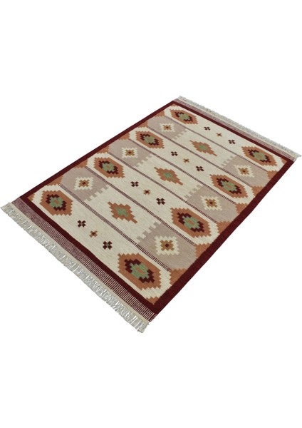 El Dokuma Geometrik Yün Kilim 0464 - Yeni - Çok Renkli indirimleri