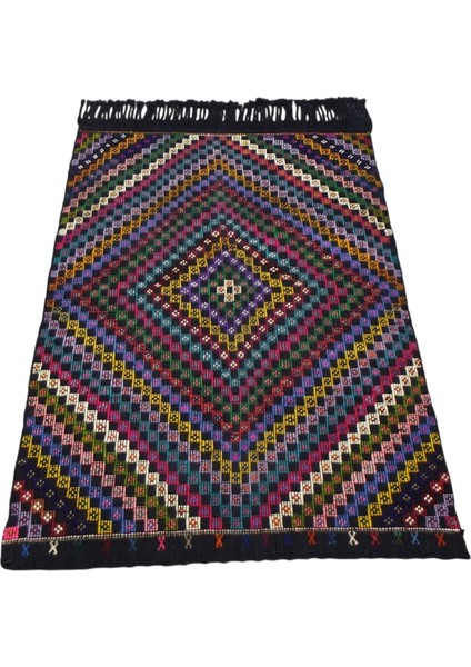 El Dokuma Karapınar Yörük Pamuklu Kilim 0450 - Yeni - Çok Renkli modelleri