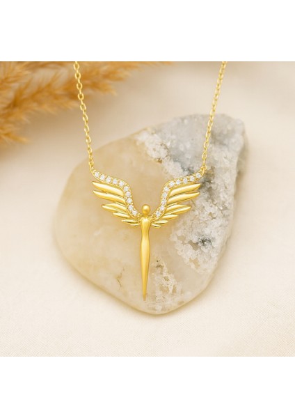 14 Ayar Altın Kanatlı Melek Kolye