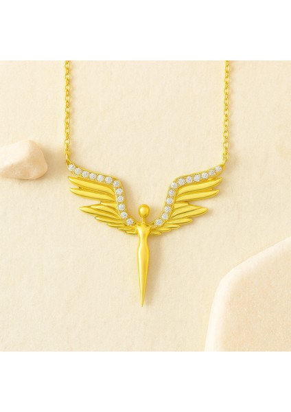 14 Ayar Altın Kanatlı Melek Kolye modelleri