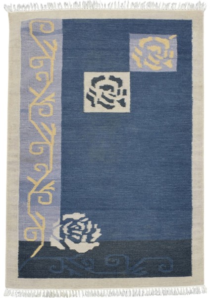 El Dokuma Çiçekli Yün Kilim 0455 - Yeni - Çok Renkli