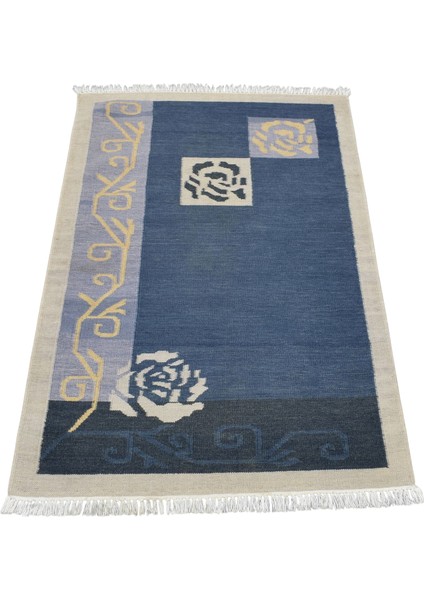 El Dokuma Çiçekli Yün Kilim 0455 - Yeni - Çok Renkli modelleri