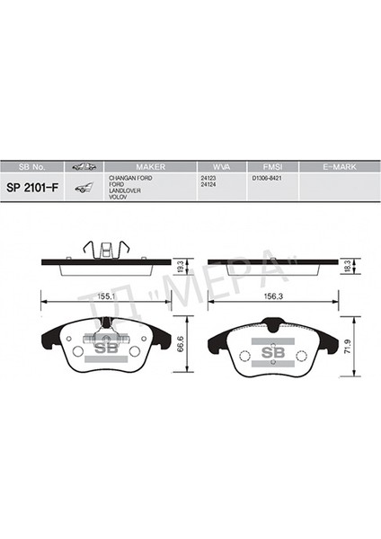 Sangsın SP2101-F On Fren Balatası Evoque 12-18 Freelander 2 06-14 / Mondeo Iv 07 /> S Max Galaxy 07> Volvo S60 Iı 1.5 T3 15>18 S80 Iı 2.0 08>12 V60 I 11>15 V70 Iıı 09>15 XC70 Iı 09>12 ME6G9J2K021AB-30