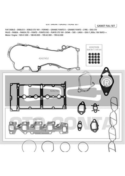Motor Takım Contası (Skcsız Skt Keçelı Subap Lastıklı) Corsa D Astra J Doblo Lınea 1.3 Mtj Euro 5 199 B1.000 - 223 A9.000