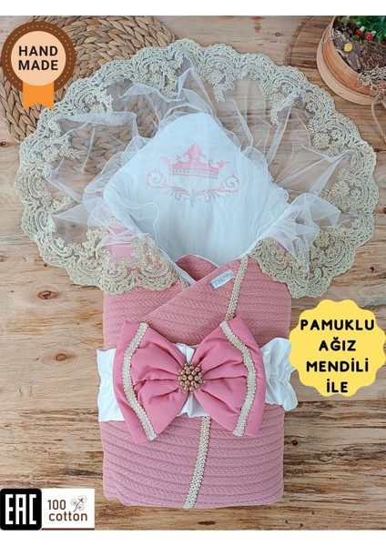 Triko Örgü Bebek Batttaniyesi Kundağı Kalın Dantelli Yenidoğan Hastane Çıkışı Hediyelik