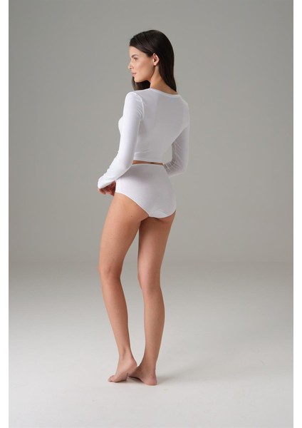 Doreanse Beyaz Kadın Basic Uzun Kol Crop T Shirt 8513 fiyatları