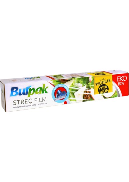 Sarı Pe Streç Film 45 cm x 166M 8mic (Kayar Bıçak Hediyeli)