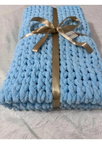 El Örgüsü Alize Puffy Tv Battaniyesi Açık Mavi Burgu Desen modelleri