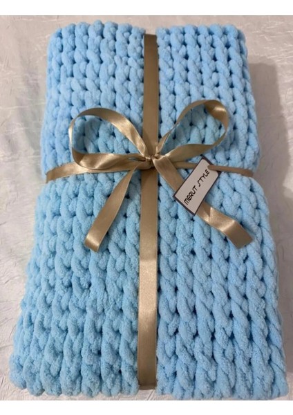 El Örgüsü Alize Puffy Tv Battaniyesi Açık Mavi Burgu Desen fırsatları