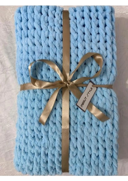 El Örgüsü Alize Puffy Tv Battaniyesi Açık Mavi Burgu Desen indirimleri