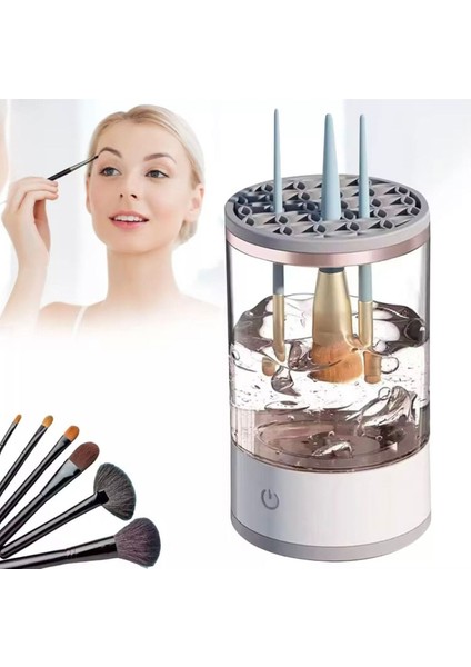 USB Şarjlı Makyaj Fırçası Temizleyici Aparat Hızlı Kurutmalı, Çok Yönlü Fırça Temizleyici