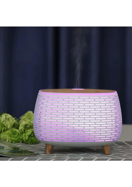 Ahşap Görünümlü Led'li Aroma Difüzör & Nemlendirici - Uyumlu Ev ve Ofis Için Atmosferik Işık
