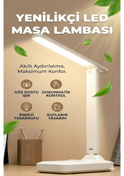 Katlanabilir Dokunmatik Kontrollü Göz Dostu Akıllı LED Masa Lambası – Enerji Tasarruflu