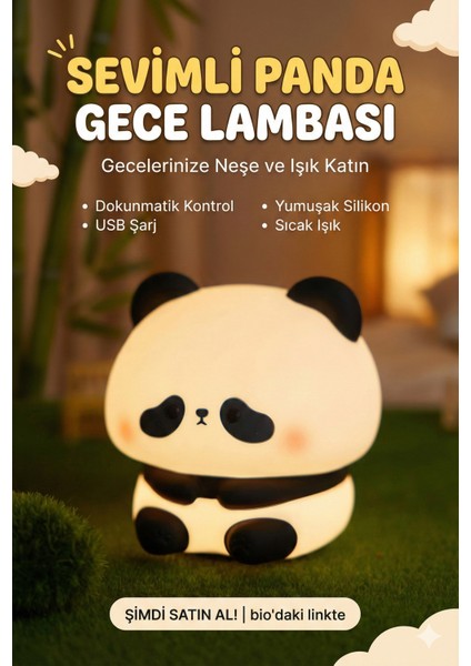 Yumuşak Silikonsevimli Panda Gece Lambası – Sevimli Panda, Dokunmatik & Sıkınca Yanan