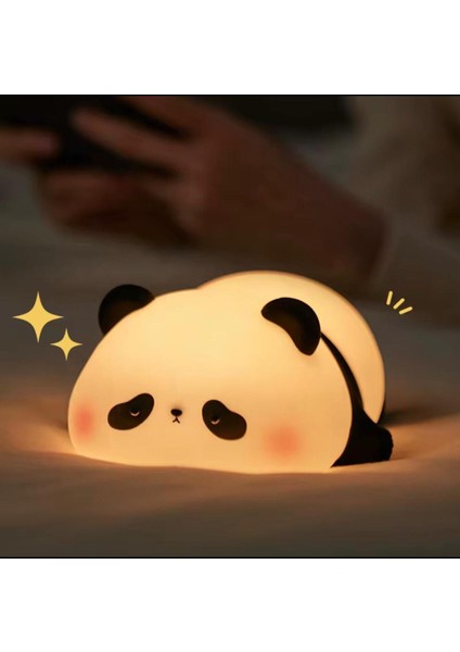 Yumuşak Silikonsevimli Panda Gece Lambası – Sevimli Panda, Dokunmatik & Sıkınca Yanan