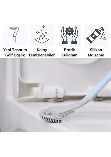 Golf Tasarımlı Silikon Wc Klozet Mutfak Temizlik Fırçası Kanca Hediyeli modelleri