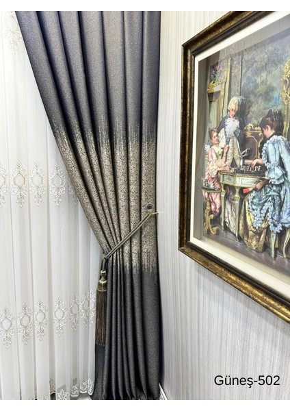 Nivemeshome Güneş FT632121 Lacivert V-502 1/3 Sık Pileli Fon Perde Apm