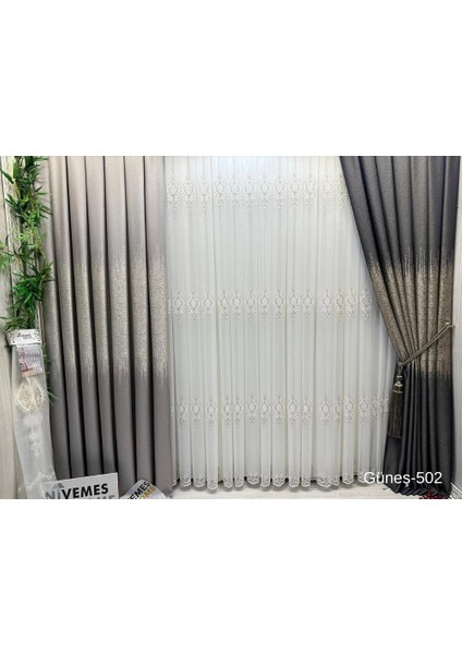 Nivemeshome Güneş FT632121 Lacivert V-502 1/3 Sık Pileli Fon Perde Apm modelleri