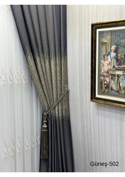 Nivemeshome Güneş FT632121 Lacivert V-502 1/3 Sık Pileli Fon Perde Apm fırsatları