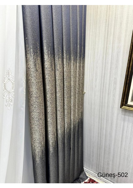 Nivemeshome Güneş FT632121 Lacivert V-502 1/3 Sık Pileli Fon Perde Apm