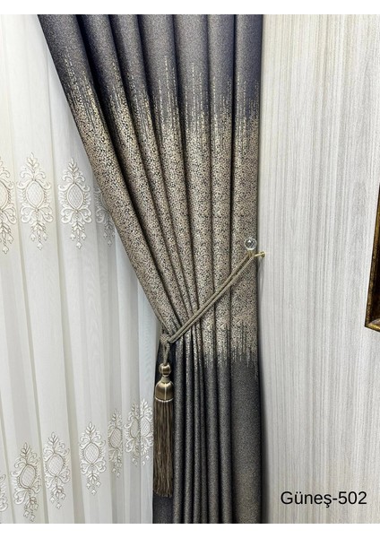 Nivemeshome Güneş FT632121 Lacivert V-502 1/3 Sık Pileli Fon Perde Apm