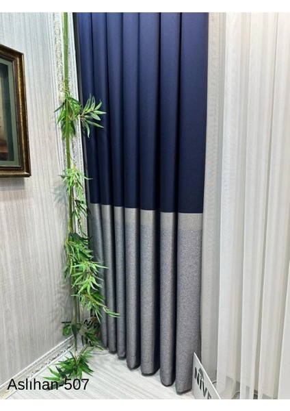 Nivemeshome Aslıhan Lacivert FT632116 V-507 1/3 Sık Pile Fon Perde Apm fırsatları