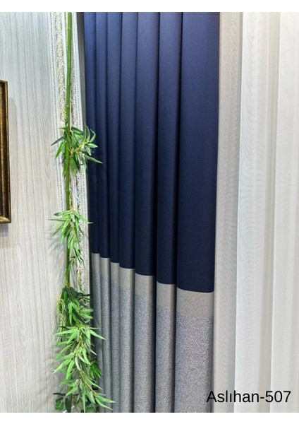 Nivemeshome Aslıhan Lacivert FT632116 V-507 1/3 Sık Pile Fon Perde Apm indirimleri
