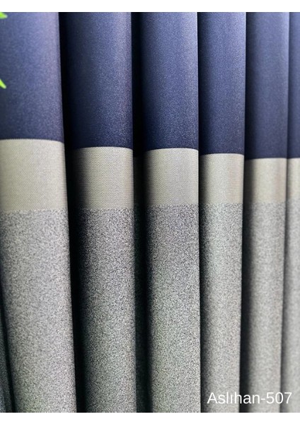 Nivemeshome Aslıhan Lacivert FT632116 V-507 1/3 Sık Pile Fon Perde Apm