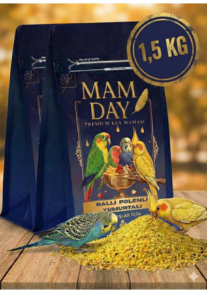 Tam Profesyonel Ballı Polenli Yumurtalı Muhabbet Kuşu , Sultan Papağanı , Kanarya Maması 1,5 Kg.
