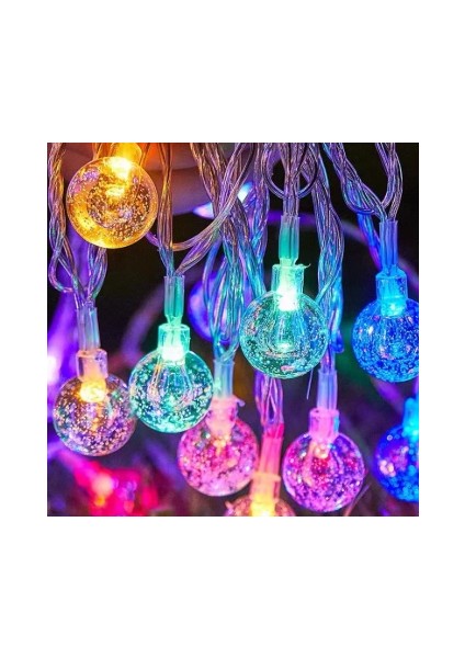 5m 28 LED Kristal Top Gün Işığı Şeffaf Kablo Fişli Eklemeli Mz-18-15