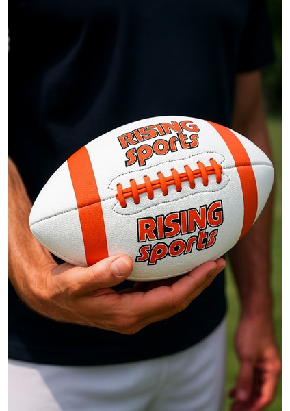 Beyaz Renkli Amerikan Futbol Topu 16 cm Çap 400 Gr. Dayanıklı Antrenman ve Oyun Topu