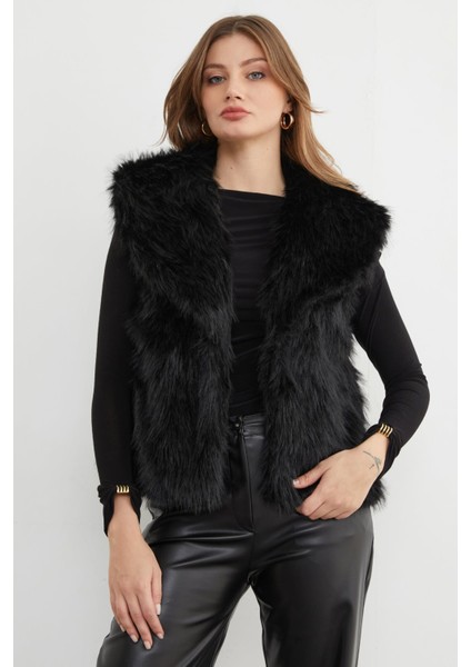 Astarlı Şal Yaka Suni Kürk Yelek modelleri