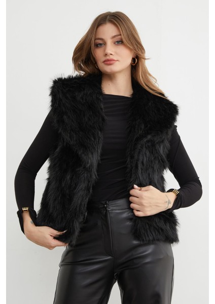 Astarlı Şal Yaka Suni Kürk Yelek indirimleri