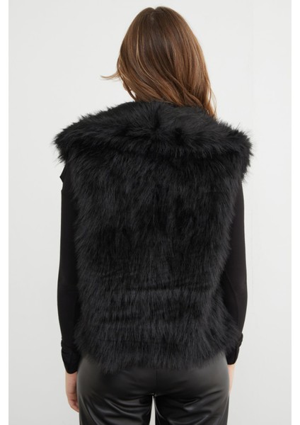 Astarlı Şal Yaka Suni Kürk Yelek