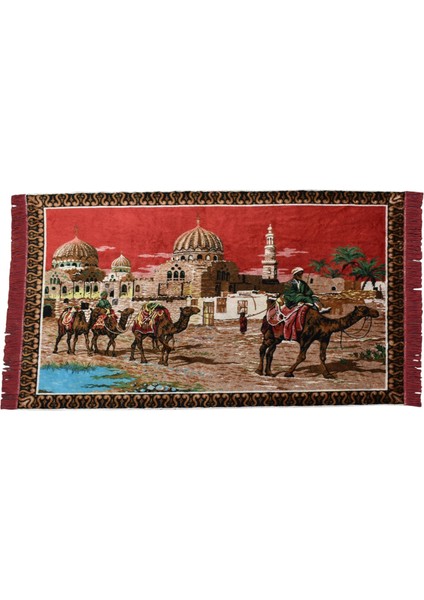 Doğa Tasvirli Deve Kervanı Temalı Duvar Halısı 0575 - Yeni - Çok Renkli