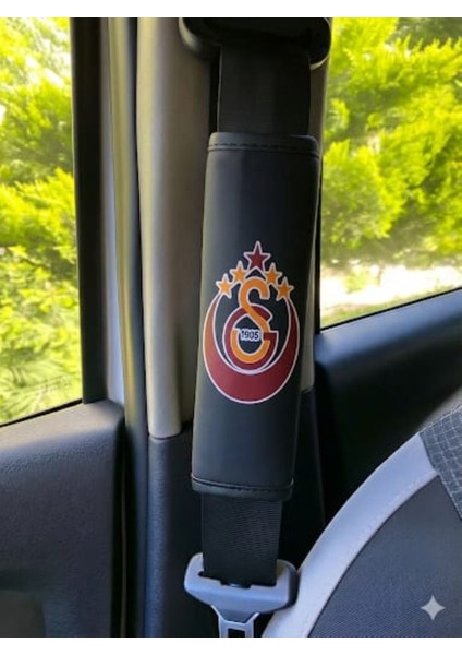 Galatasaray Logolu Siyah Deri Boyun Yastığı ve Emniyet Kemeri Kılıfı (2'li Set) modelleri