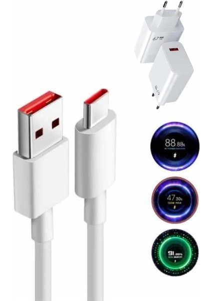 Hızlı Şarj Aleti Adaptörü Kablo Seti 67W Uzun Ömürlü Beyaz modelleri